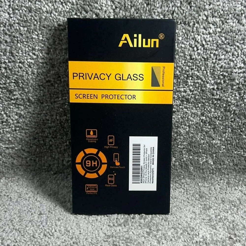 Ailun Privacy Screen Protector iPhone 15 Pro Max 3-Pack Glass Black New 6.7 inch
